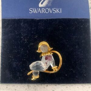 NWT Swarovski Gold tone Crystal girl brooch